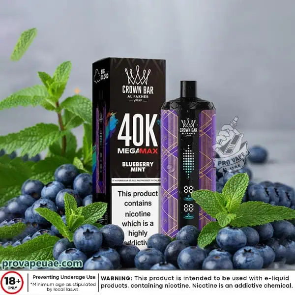Al Fakher Crown Bar MegaMax 40k Puffs Disposable Vape in Dubai-Blueberry Mint