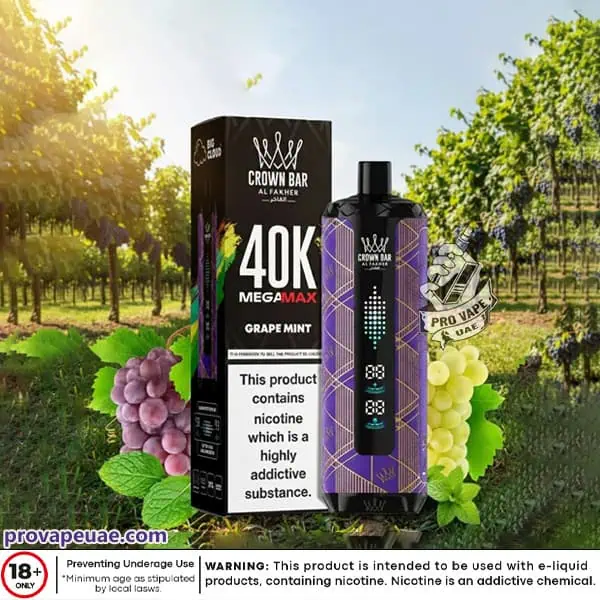 Al Fakher Crown Bar MegaMax 40k Puffs Disposable Vape in Dubai-Grape Mint