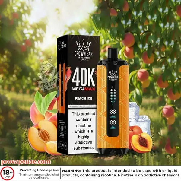 Al Fakher Crown Bar MegaMax 40k Puffs Disposable Vape in Dubai-Peach Ice